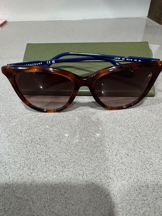 Longchamp Tortoise & Blue Cat-Eye Sunglasses - LO718S 230 - NWOT - Picture 4 of 4